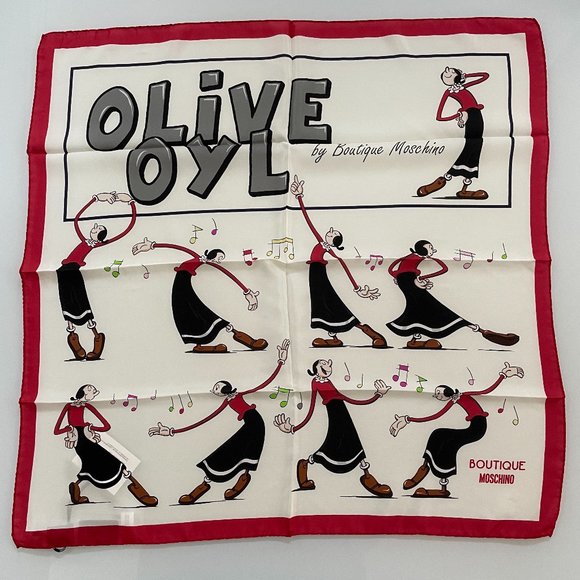 Boutique Moschino Dancing Olive Oyl Silk Scarf from Moschoni
